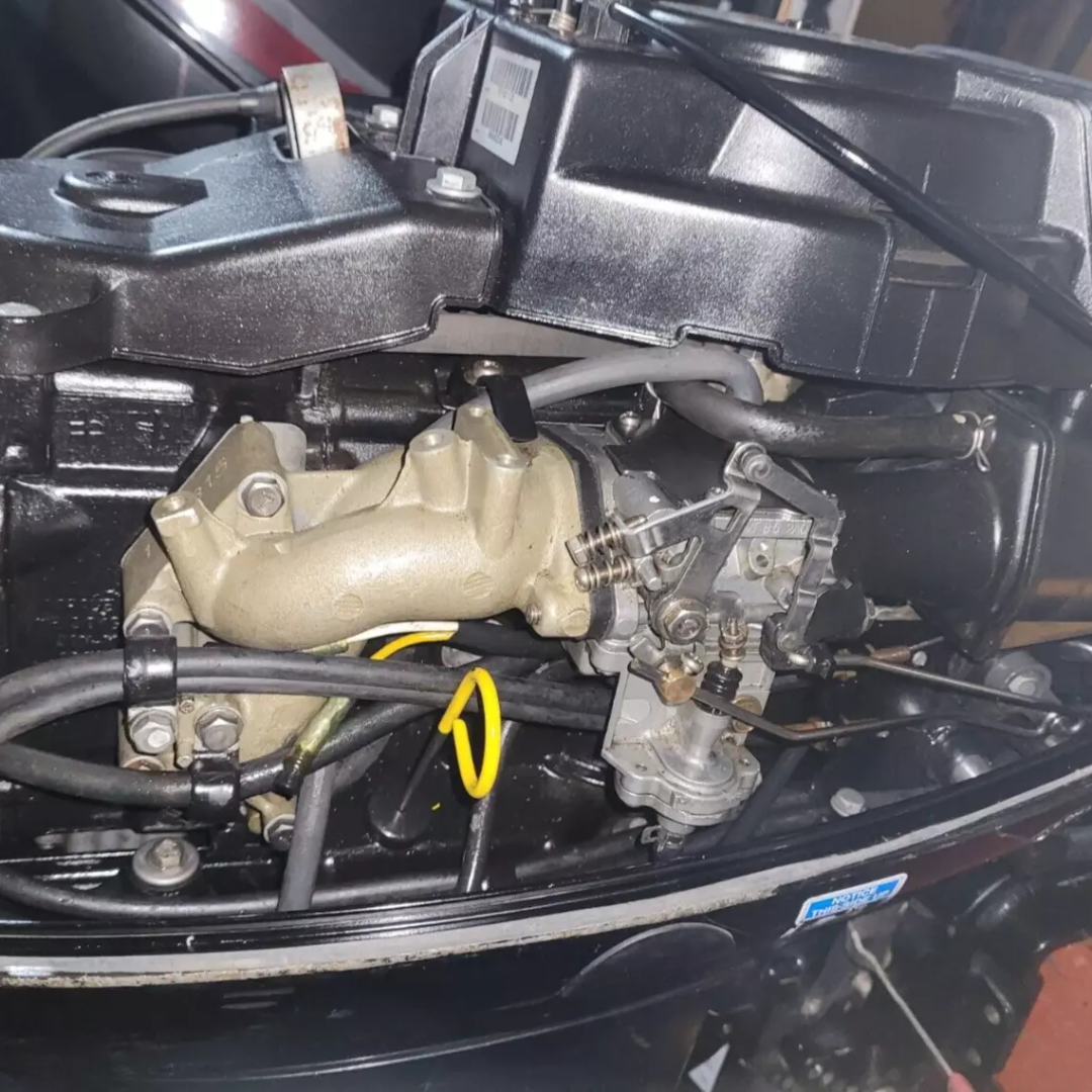 Approved Used: Mariner 15HP Outboard Engine, 4-Stroke, Long Shaft, Pull Start, Tiller