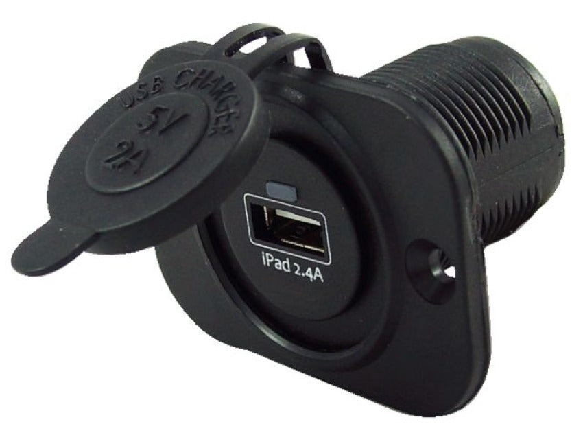 Talamex Flush Fitting USB Socket with Cap – 12/24V Marine Charging Port