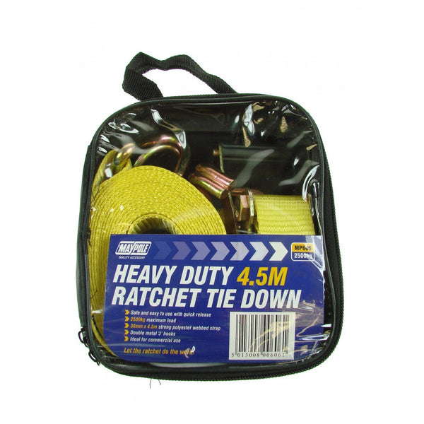 Maypole MP606 38mm X 4.5m 2500Kg Ratchet Strap & Hooks