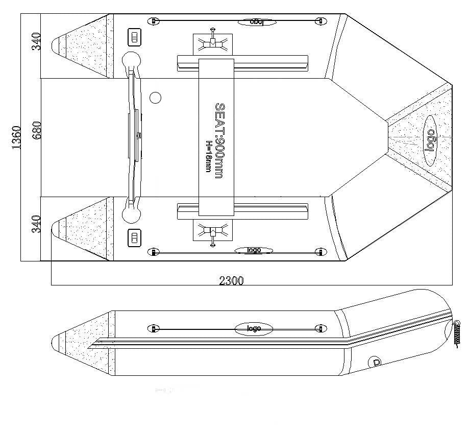 Seago 230 Air Floor Tender 2.3m Grey