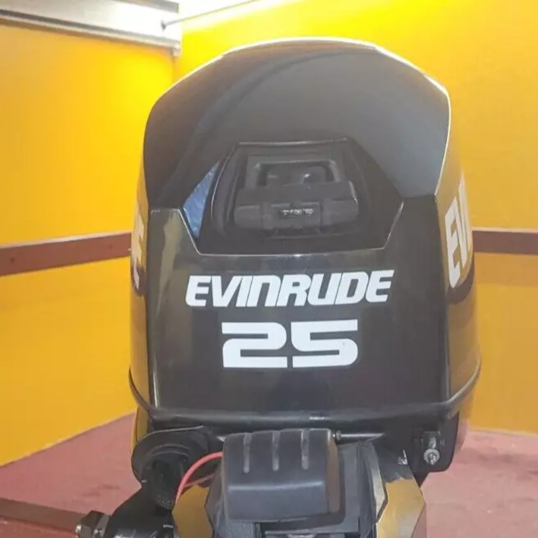 Approved Used: Evinrude ETEC 25hp Outboard Motor, Pull Start, Tiller Control, Long Shaft