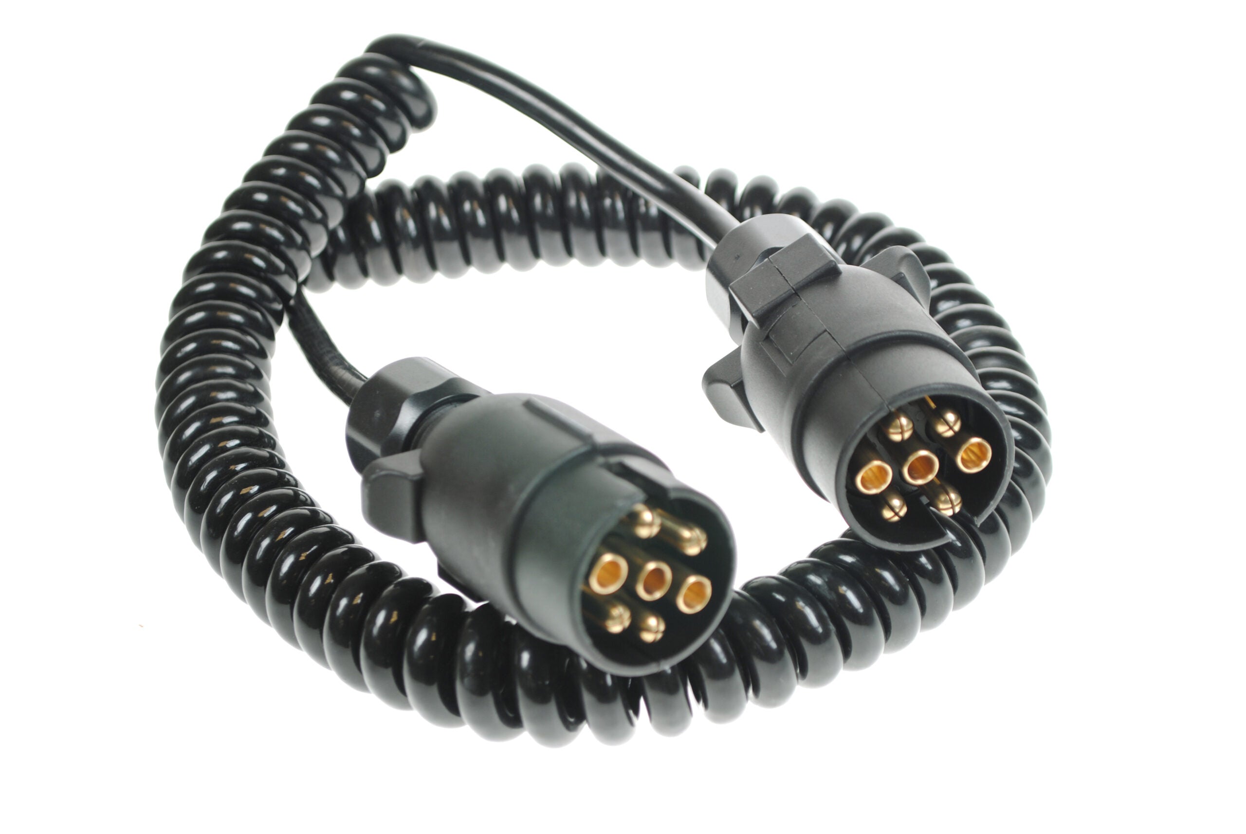 Maypole MP5884 3m 2×7 Pin Plugs & 7 Core Curly Connecting Lead