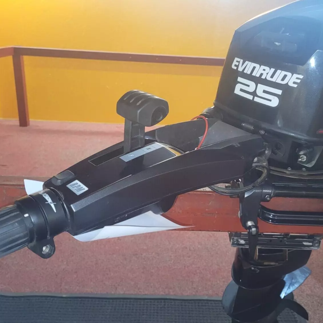 Approved Used: Evinrude ETEC 25hp Outboard Motor, Pull Start, Tiller Control, Long Shaft