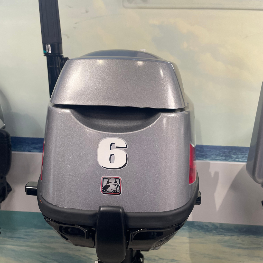Pre Owned, Never Used: Mariner F6HP Outboard Motor, 4-Stroke, Long Shaft, Pull Start, Tiller