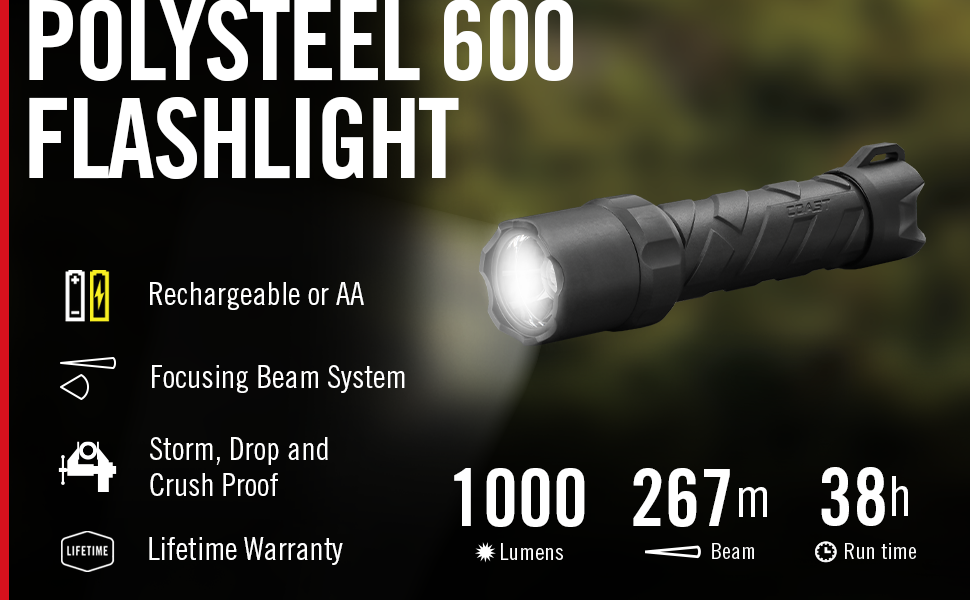 Coast Polysteel 600 LED Torch