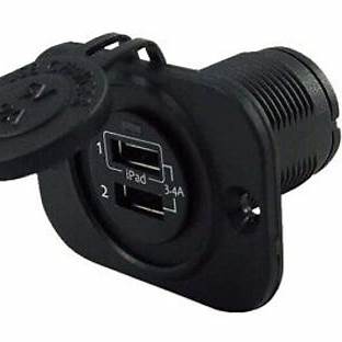 Talamex Flush Fitting USB Socket with Cap – 12/24V Marine Charging Port