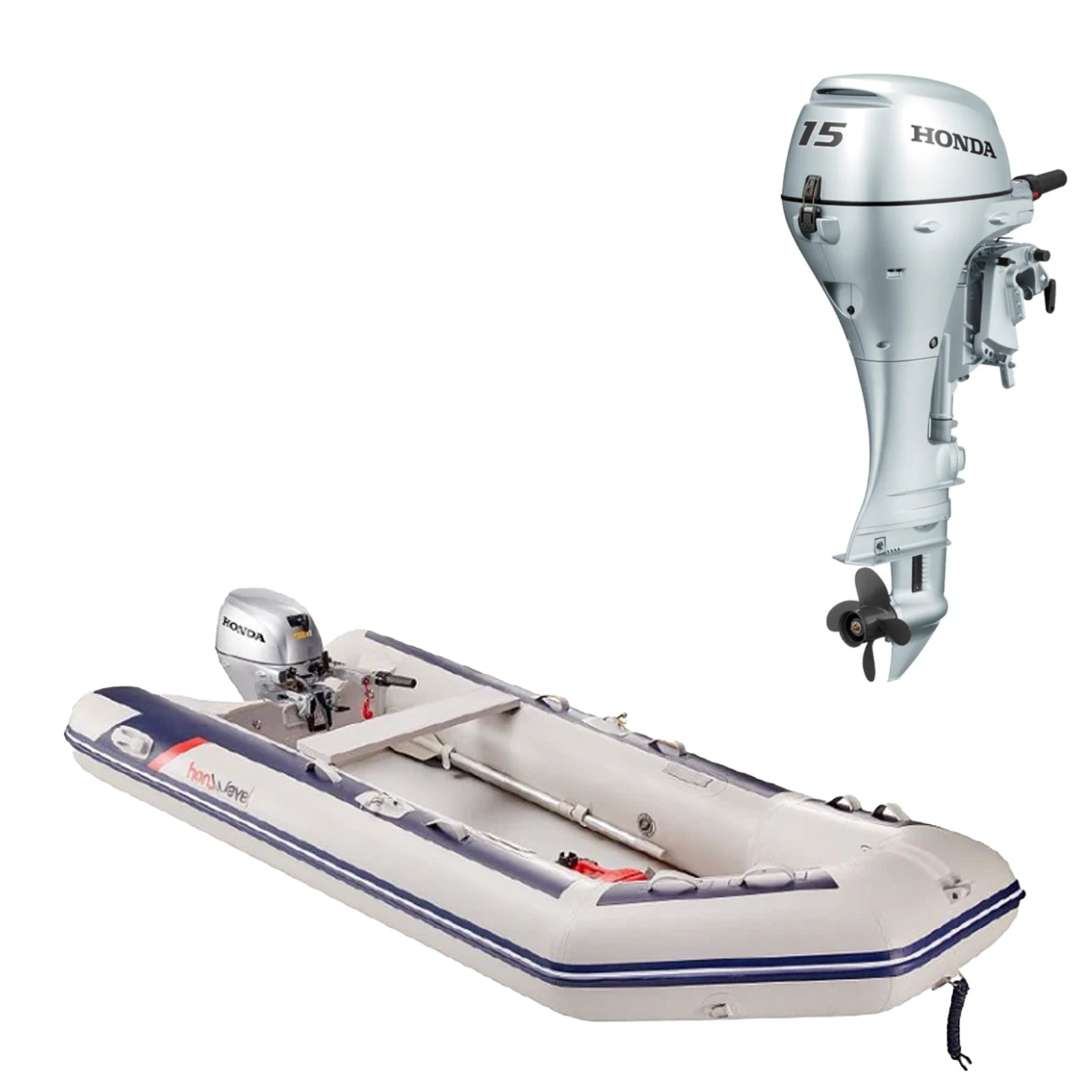 Honda T30-AE plus BF15 SHU short leg 4-stroke engine.