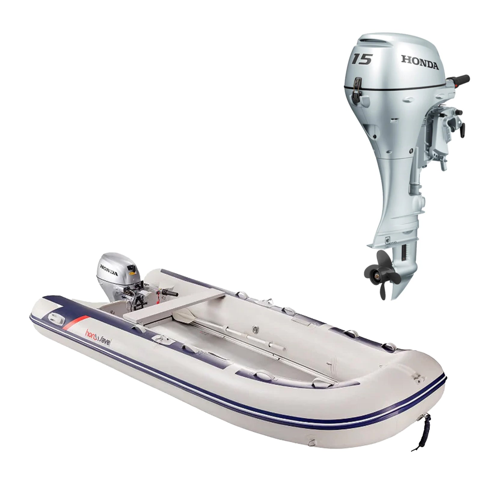 Honda T40-AE plus BF15 SHU short leg 4-stroke engine.