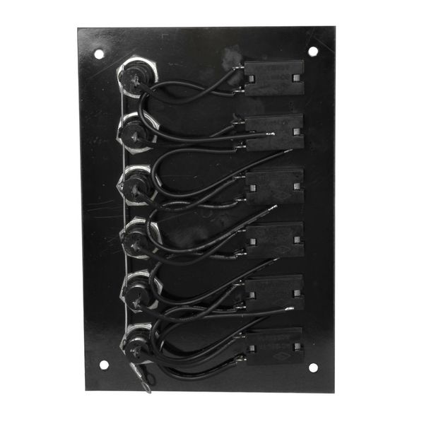 AAA 12V 6-Gang Fuse Switch Panel – IP65 Black Bakelite, Pre-Printed Labels