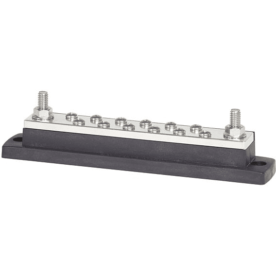 Blue Sea Systems MaxiBus 250A BusBar – 2 x 5/16"-18 Studs & 12 x #10-24 Screw Terminals