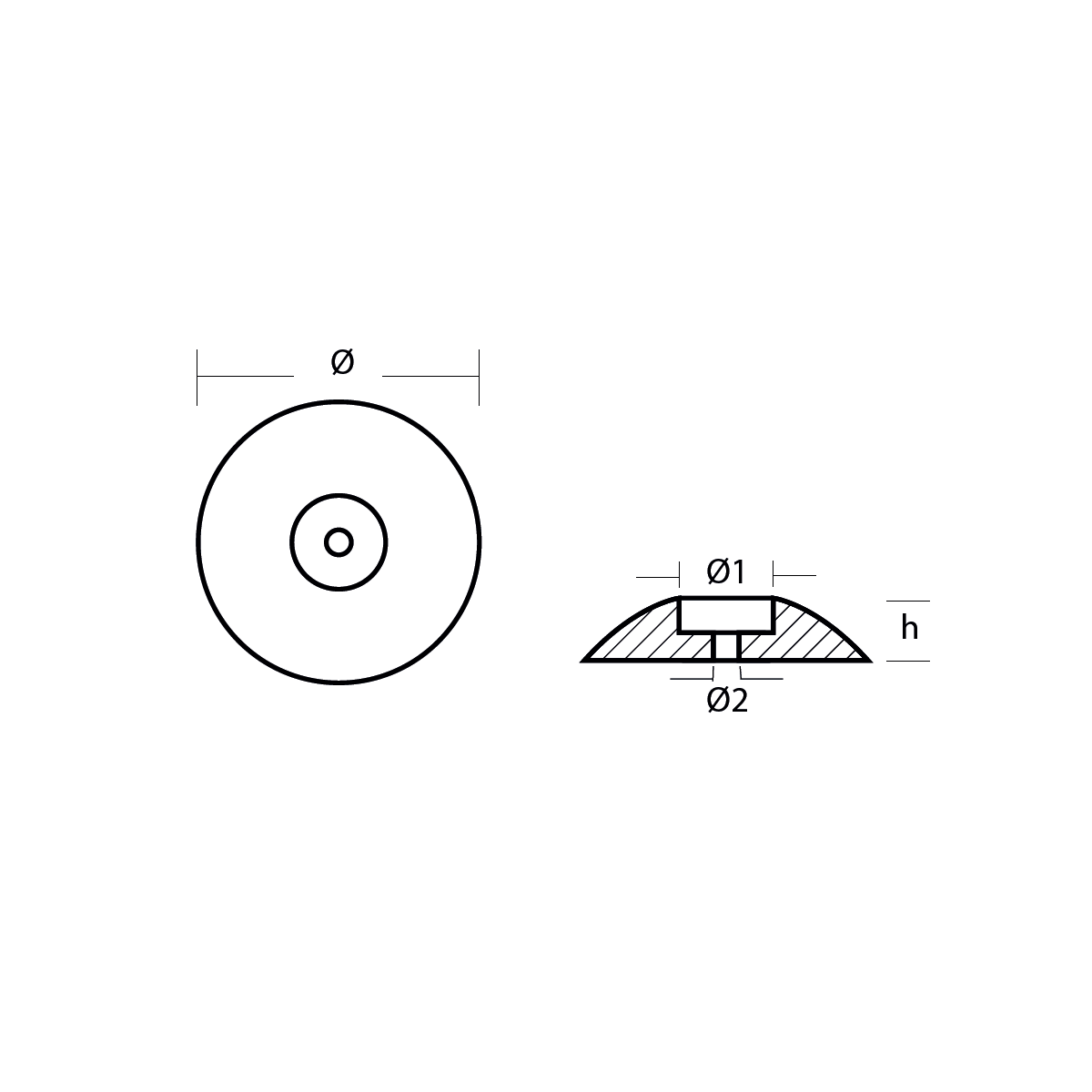 Standard disc anodes Disc anode Ø 70