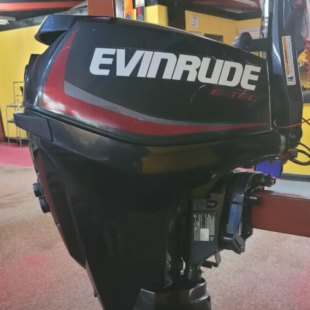 Approved Used: Evinrude ETEC 25hp Outboard Motor, Pull Start, Tiller Control, Long Shaft