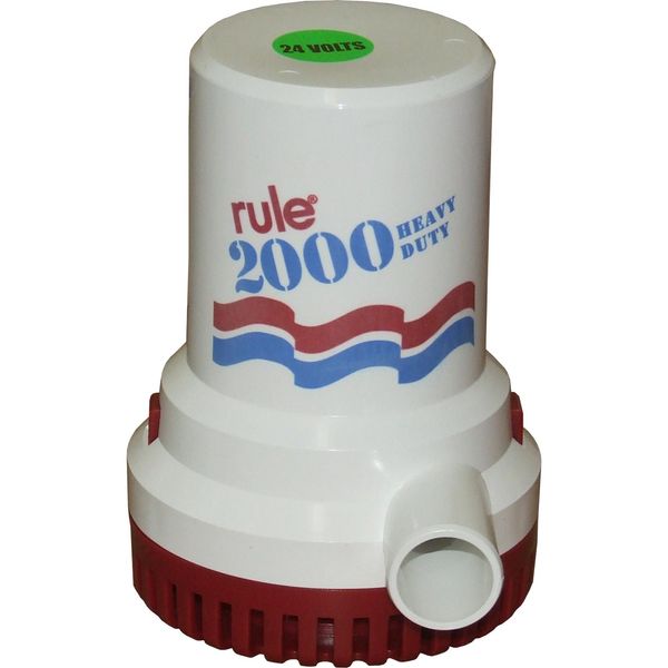 Rule 12 2000 Submersible Bilge Pump 24V – 2000 GPH High-Flow Marine Pump with 28mm Hose