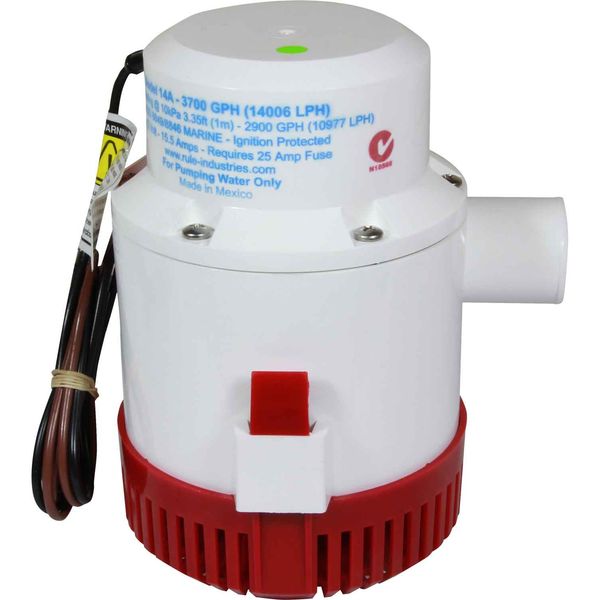 Rule 14A 3700 Submersible Bilge Pump – 12V DC, 233 LPM, 38mm Hose, High-Capacity Marine Pump