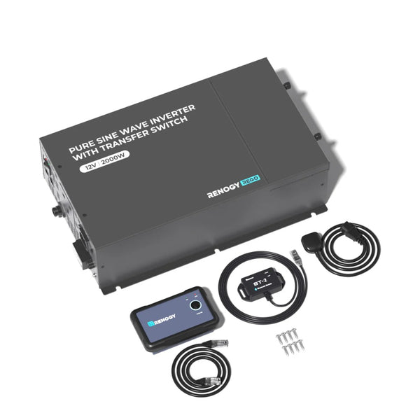 Renogy Pure Sine Inverter With BT Can & Transfer Switch - 12V 2000W
