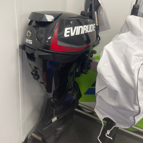 Approved Used: Evinrude ETEC 25hp Outboard Motor, Pull Start, Tiller Control, Long Shaft