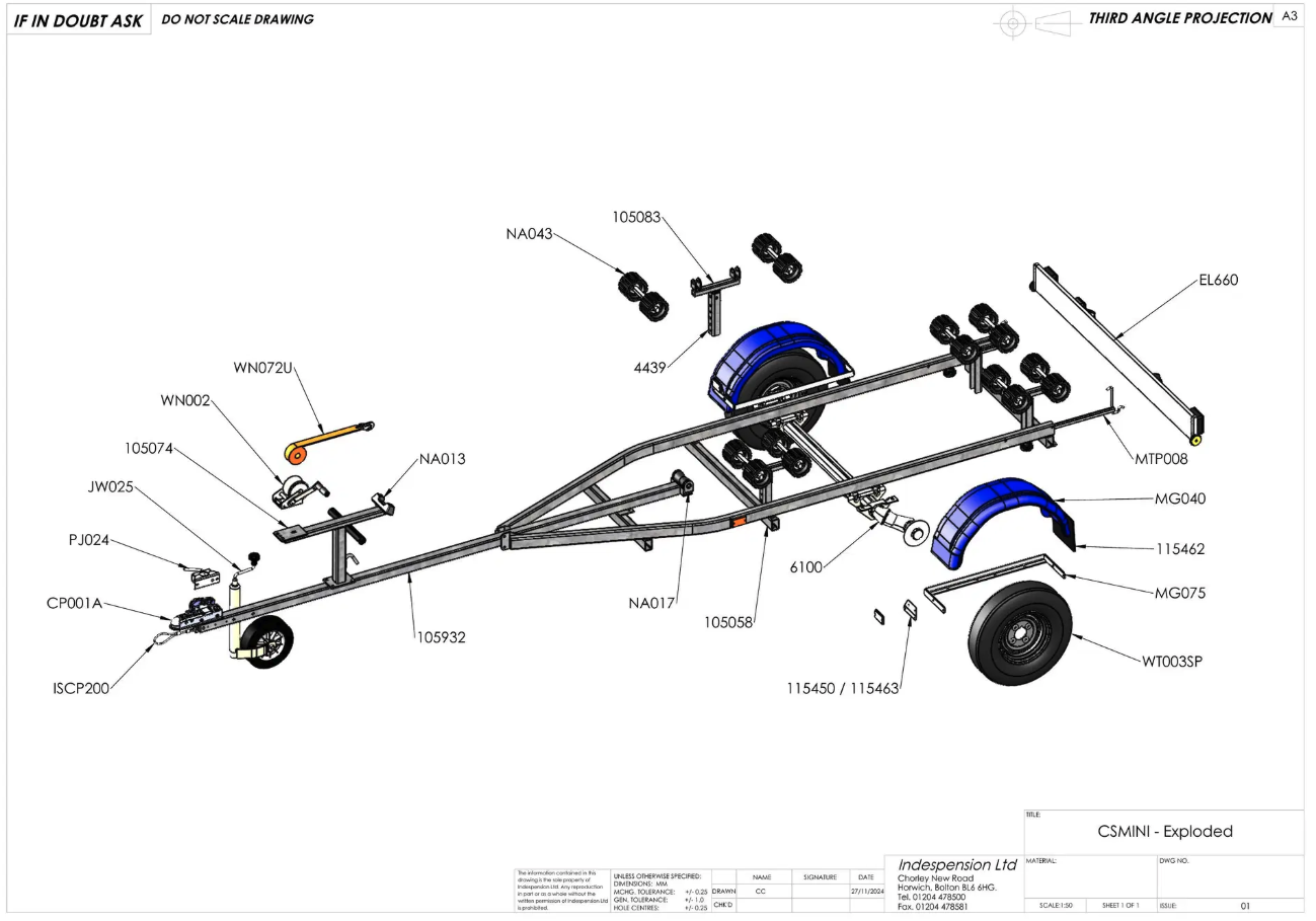 Indespension Coaster Mini Swing - 4.5m Marine Trailer