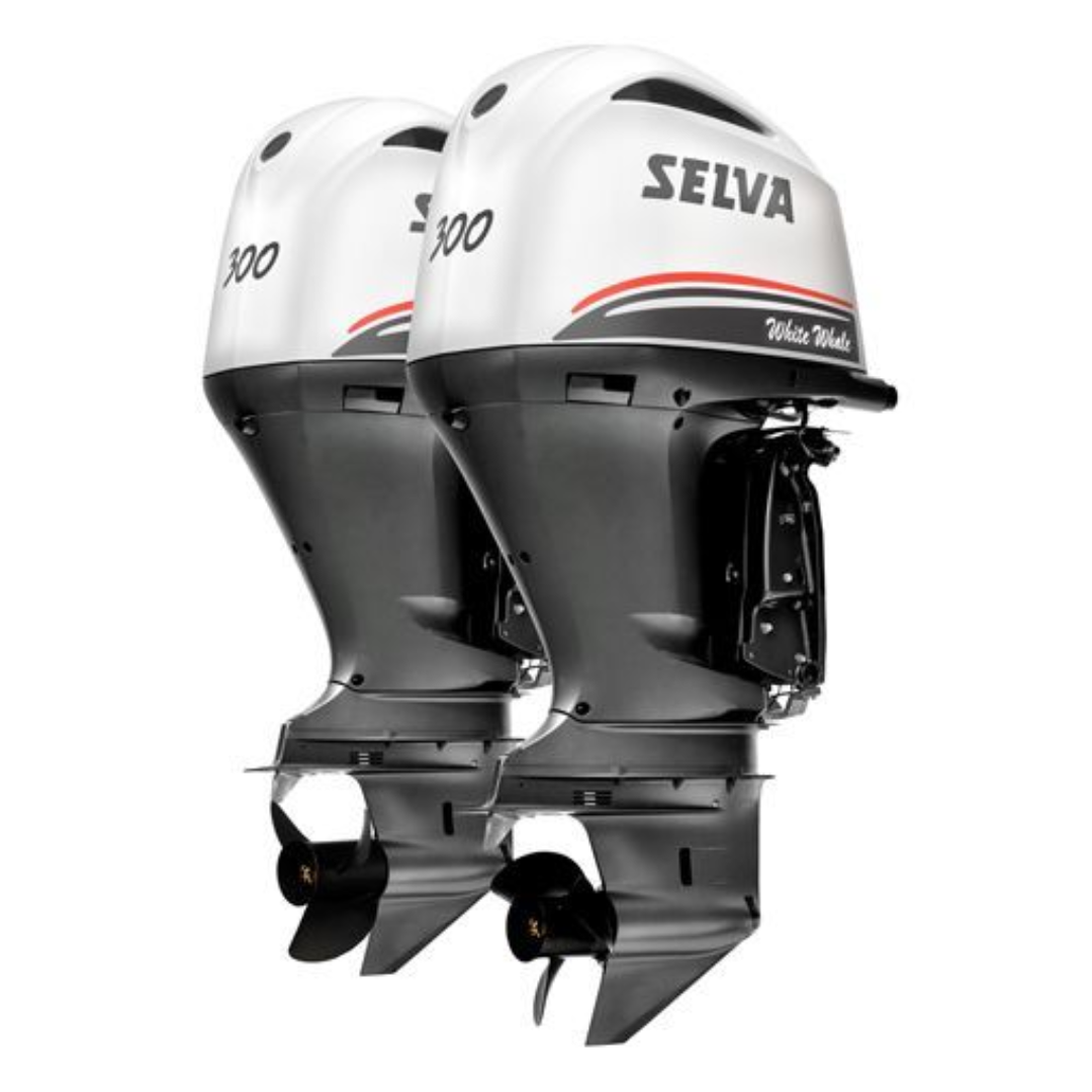 Selva 2x White Whale EFI 300HP 4-Stroke Outboard Engine Extra Long Shaft