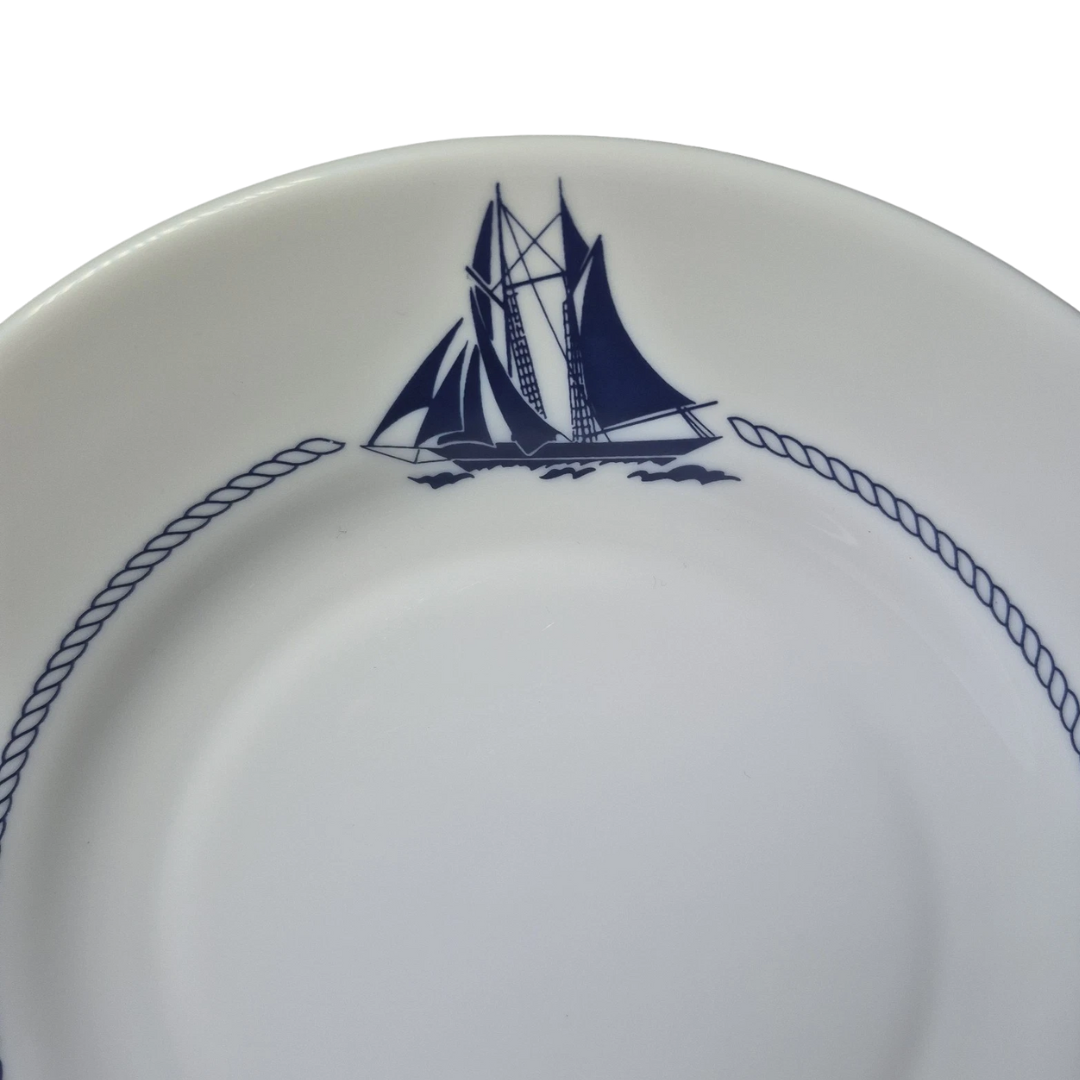 Plastimo Set of 6 Vintage Ship Plates – 9" with Blue Rope Design