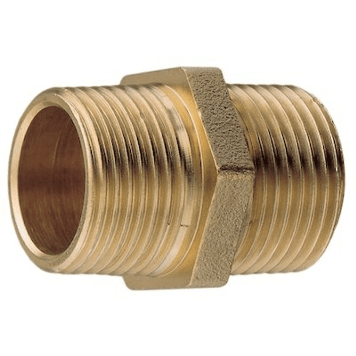 Aquafax Brass Male Equal Hex Nipple with BSP Thread