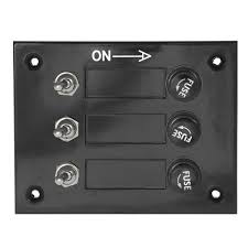 AAA 12V 3-Gang Fuse Switch Panel (10030) – IP65 Marine Toggle Switch & Fuse Holder Panel