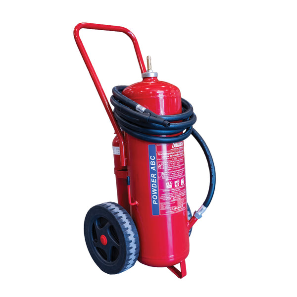LALIZAS Fire Extinguisher Wheeled Dry Powder,25kg,Cartridge Oper.,w/Hose&Horn,SOLAS/MED(EN,GR,ES,CN)