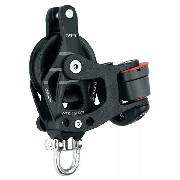 Harken 60mm Aluminum Element Block Swivel, Becket, Cam Cleat