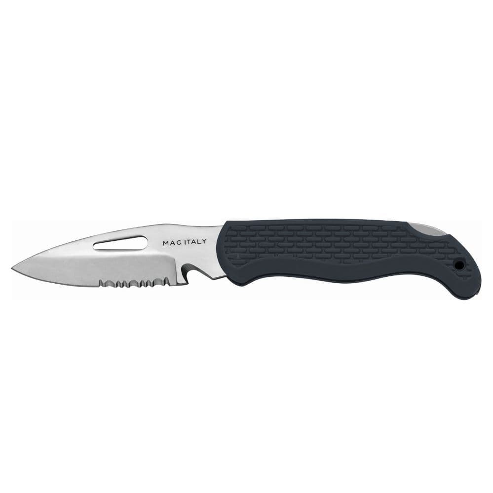 Serrated Pocket Knife with Locking Blade and Rescue Hook